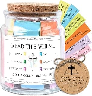 NewEleven Birthday Gifts For Women - Christian Gifts For Women, Her, Friends - Appreciation Present From Friend, Family - Decorative Glass Inspirational Scripture Jar With 92 Bible Verse