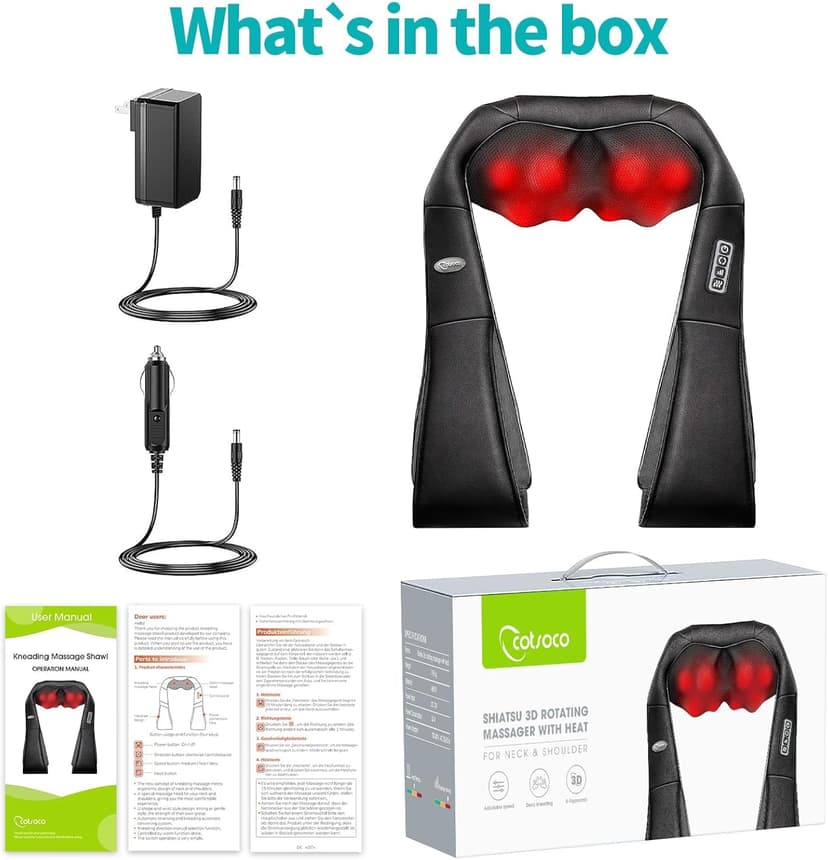 cotsoco Neck Massager,Shiatsu Shoulder and Back Massager with Heat, Electric Deep Tissue Massage Pillow for Body Muscle Pain Relief,Best Gifts Mom Dad Women Men,Home, Office Car Use