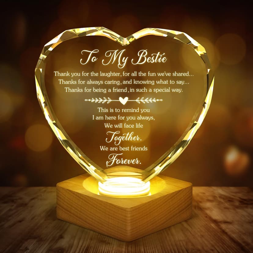 Best Gift to My Bestie 3D Illusion Lamp, to My Best Friend, 3D Crystal Night Light Gift for Bestie's Birthday, Holiday, for Best Friend Sister Girls Women Soft Warm White Colors