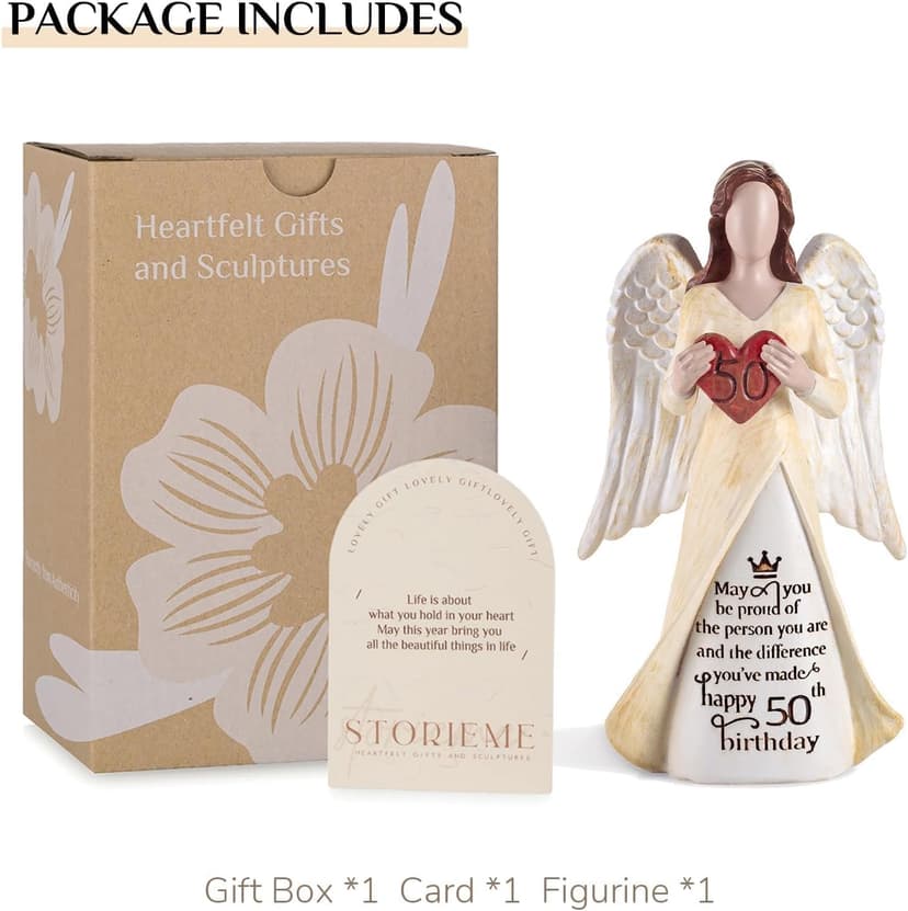 50th Birthday Gifts for Her Women: Happy Birthday Gift for Friends Besites Sisters Daughter Mom 50 Year Old Woman Birthday Angel Figurine