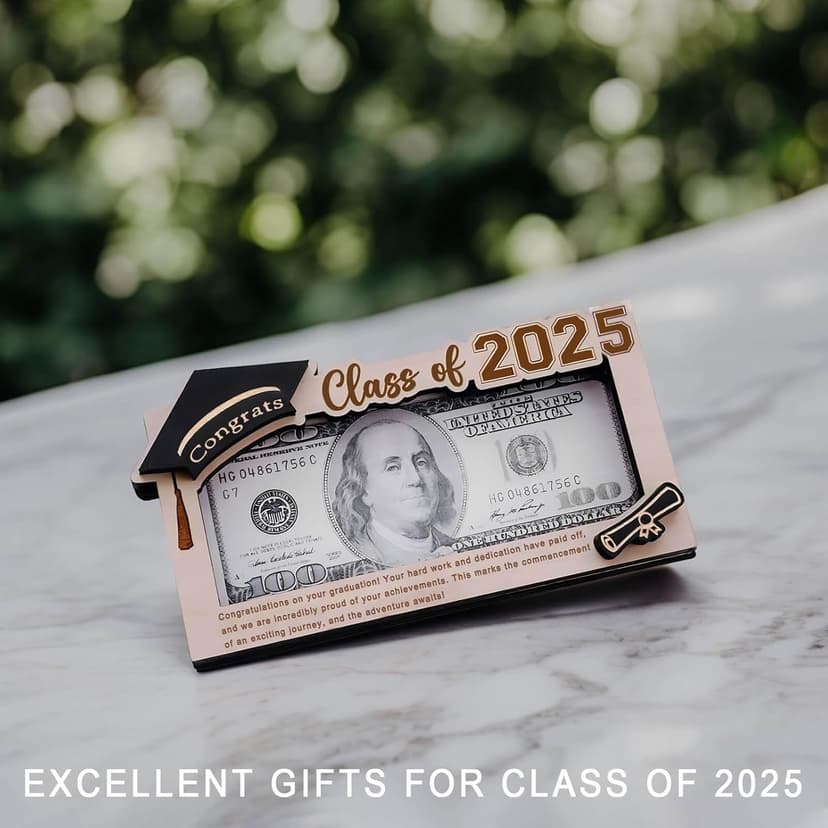 Graduation Gifts 2025 Money Holder, Wooden Graduation Money Cash Envelope Box for Class of 2025 Senior College University Graduates Holiday Christmas Gifts