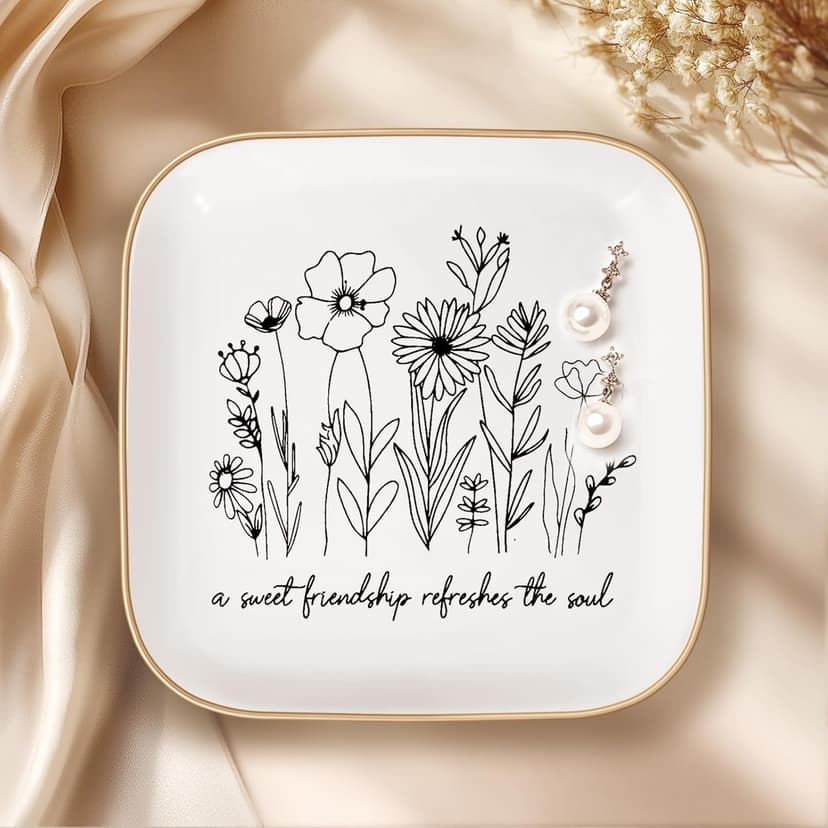 Christmas Gifts - A Sweet Friendship Refreshes The Soul - JewelryTray, Friendship Gifts for Women, Bible Verse Jewelry Dish, Christian Gifts Jewelry Dish, Best Friend Birthday Gifts for Women