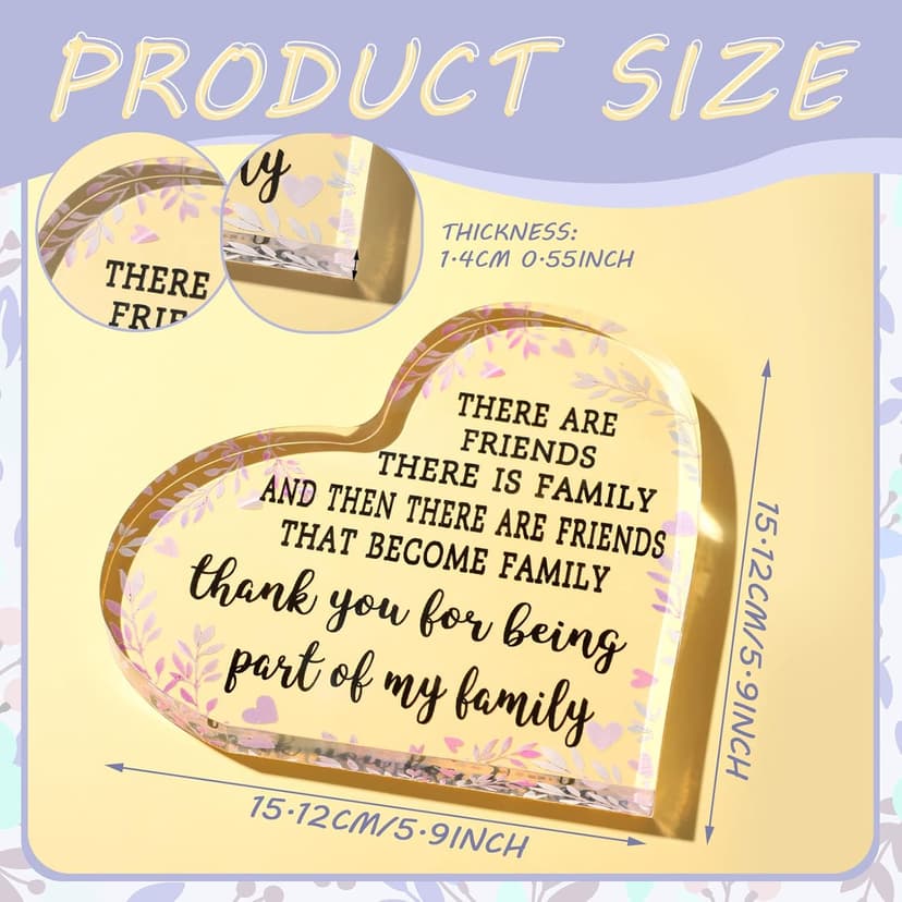 Christmas Friendship Gift for Women Girls Going Away Best Friend Birthday Gifts Friend Acrylic Plaque for Coworker Retirement Christmas Keepsake Decor(Heart)