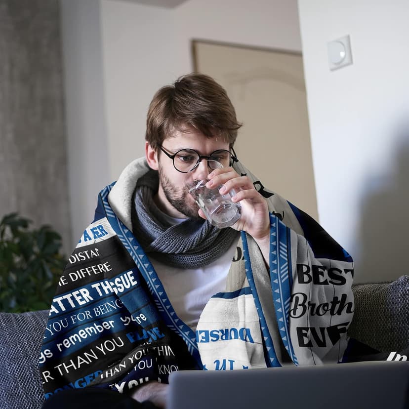 Quilazy Gifts for Brother, Best Brothers Birthday Gifts from Sister, Big Brother Gift for Boy, Cool Christmas Fathers/Valentines Day Graduation Birthday Gift for Adult Brothers Men Blanket 60"X 50"