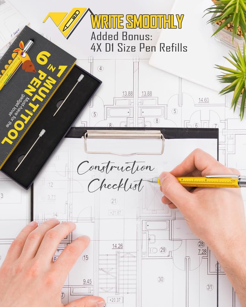 Gifts for Men Multitool Pen, Birthday Gifts for Dad Husband Him Adults, Father's Day Gifts from Daughter and Son, Cool Gadgets and Unique Gift Ideas for Construction Engineers, Woodworkers Carpenters