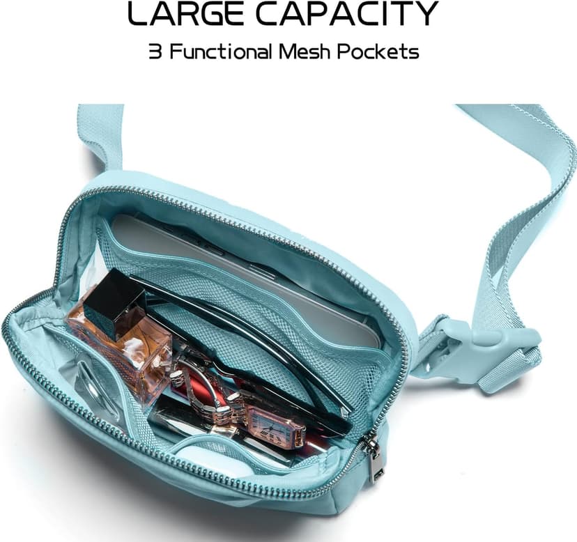 Belt Bag Fanny Pack Crossbody Bags for Women Fashion Waist Packs with Adjustable Strap Gifts for Women Men Teen Girls (Icing Blue)