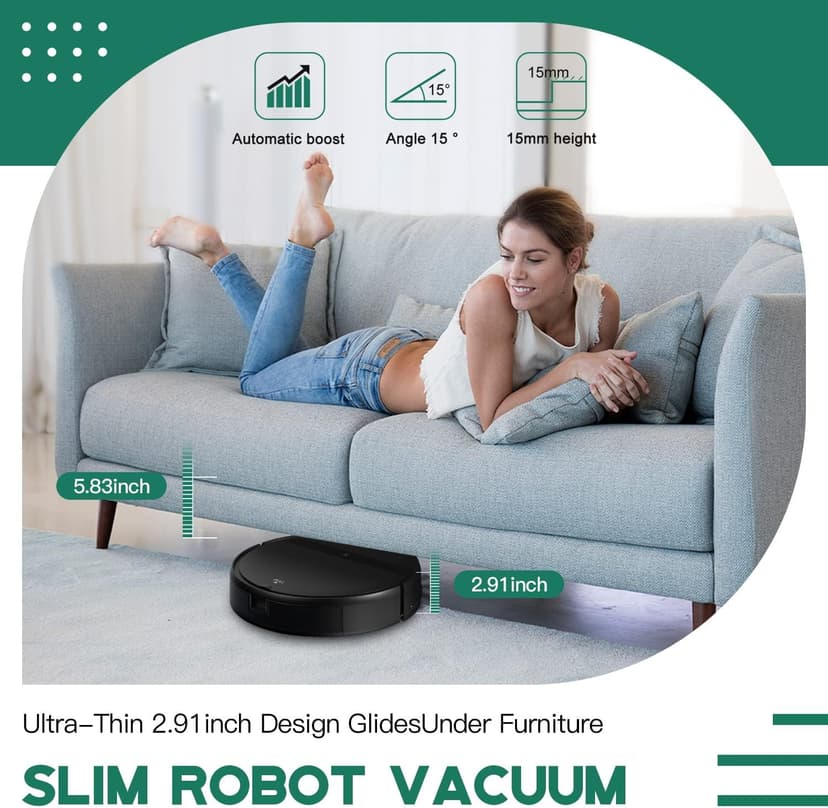 Robot Vacuum and Mop Combo, App/Alexa Control, Smart Robot Vacuum Cleaner, Ultra-Thin, Automatic Recharge Robotic Vacuum Cleaner for Pet Hair/Carpet/Hard Floor