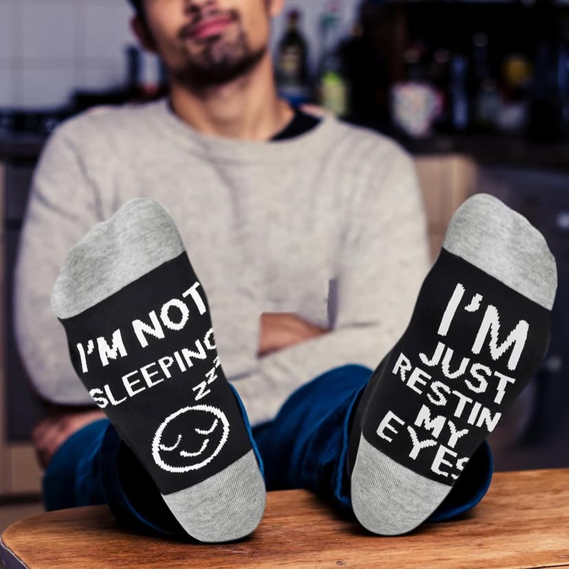 Dealswin Birthday Gifts for Men Dad Fathers Him Husband, I'm Not Sleeping I'm Just Resting My Eyes Socks