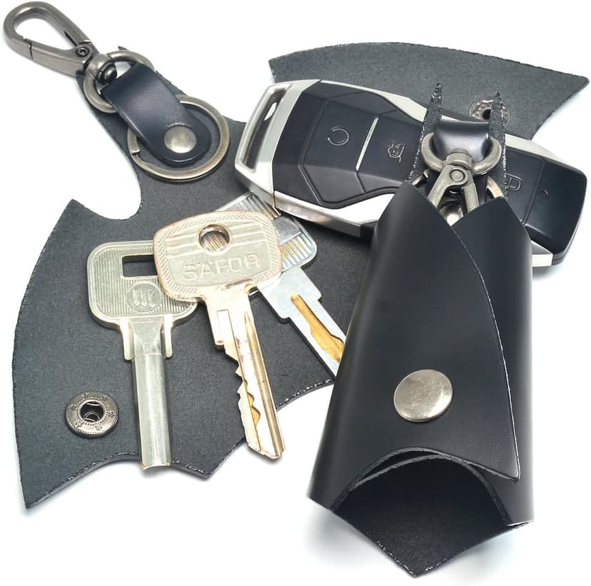 CAILLU KeyChain Leather Bat Shape for men gifts and women Car key fob case,Leather fashion pop keys ring cover holder