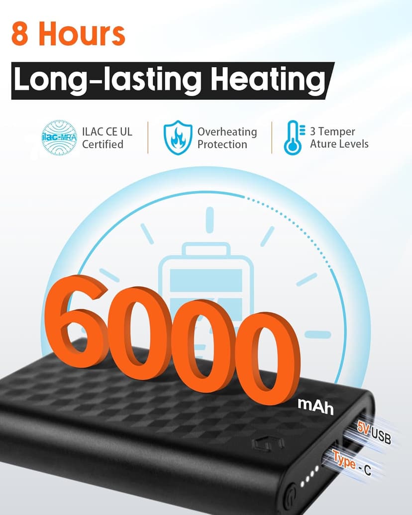 Genovega Women Men Heated Scarf with 6000mAh Battery,Portable Power Bank for Long Lasting Graphene Heating,Winter Warm Gifts