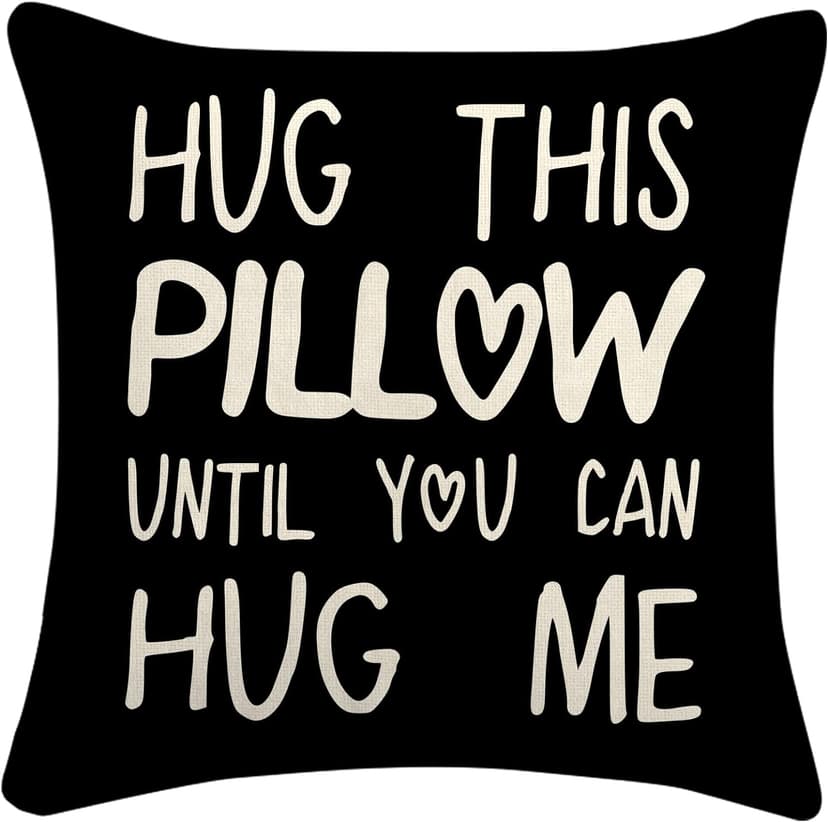Sufamb Hug This Pillow Until You Can Hug Me Throw Pillow Covers, 18 x 18 Pillow Case, for Boyfriend Girlfriend Birthday Gifts, Long Distance Relationships Gifts (Black)(18x18in)