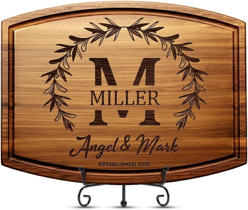 Personalized Wedding Gifts for Couples 2025, Custom Walnut Cutting Board for Kitchen, Personalized Bridal Shower, Best Wedding Registry and Engagment Gift