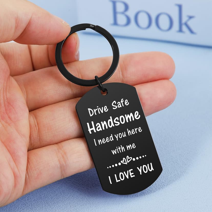 Valentines Day Gifts for Men Boyfriend Him Husband, Drive Safe Keychain for Birthday Christmas Fathers Day, Stocking Stuffers