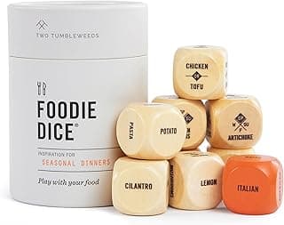 Two Tumbleweeds Foodie Dice - New Edition: Set of 9 Dice to Inspire Creative, Seasonal Meals with Take Out Die - Unique Cooking Gift