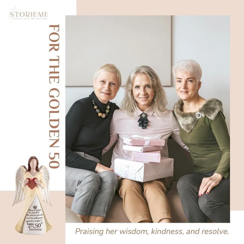 50th Birthday Gifts for Her Women: Happy Birthday Gift for Friends Besites Sisters Daughter Mom 50 Year Old Woman Birthday Angel Figurine