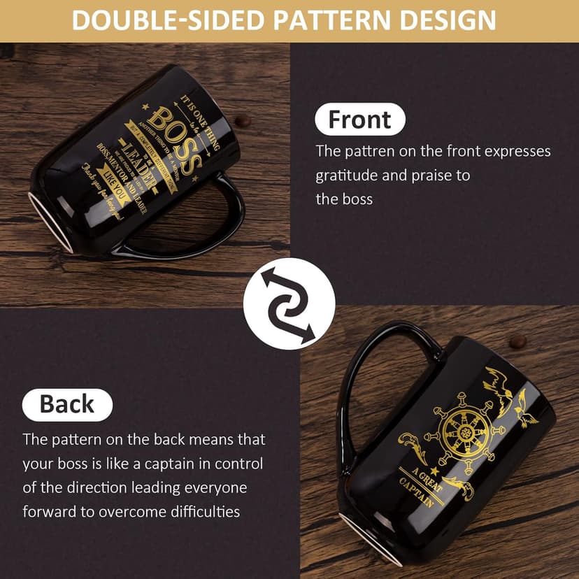 Boss Gifts - Best Bosses Day Gifts for Men Women - Funny Office Christmas Appreciation Gift for Boss Lady, Manager, Leader Female Male Birthday, Large 18 Oz Metal Glaze Ceramic Mug with Nice Gift Box