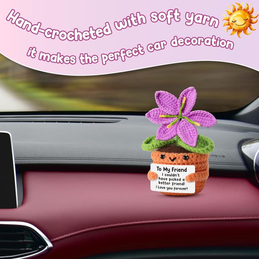 Handmade Friendship Crochet Purple Lily Flower Doll with Appreciation Card – To My Friend Gift for Best Friend Woman, BFF, Bridesmaid, Coworker, Her – Graduation, Birthday, Wedding, Christmas