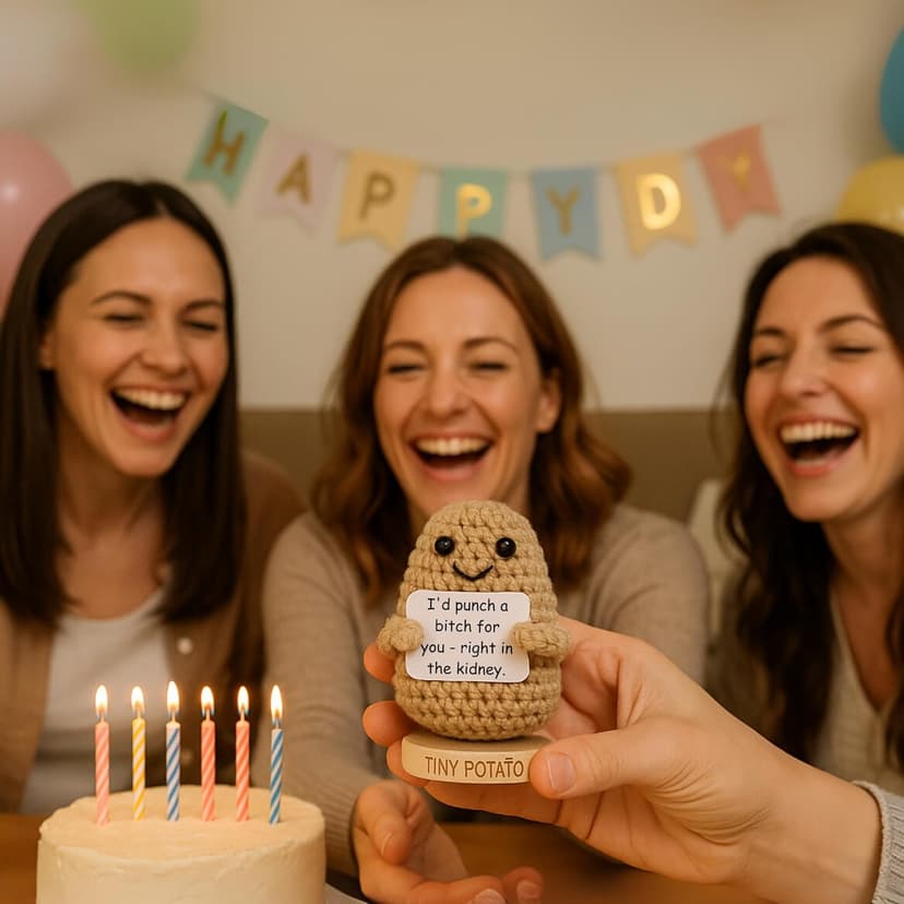 Funny Friendship Gifts for Women Men - Sassy Tiny Crochet Potato with 30 Uplifting Hilarious Cards for Friends, Bestie, BFF, Bestfriend, Coworkers - Best Friend Birthday Present Idea for Women, Her