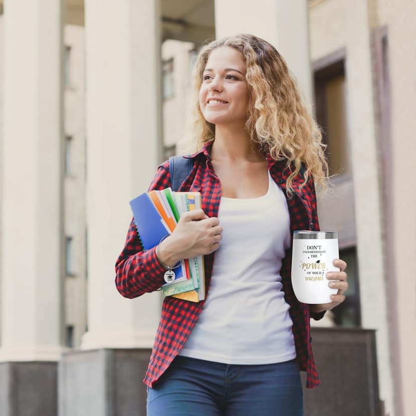 2025 Graduation Gifts,Congratulations Gifts for Her with 12 OZ Wine Tumbler,Candle,Frames,Keychain,Senior College Graduation Gifts for Daughter Son Niece Nephew,Personalized Makeup Bag for Friend