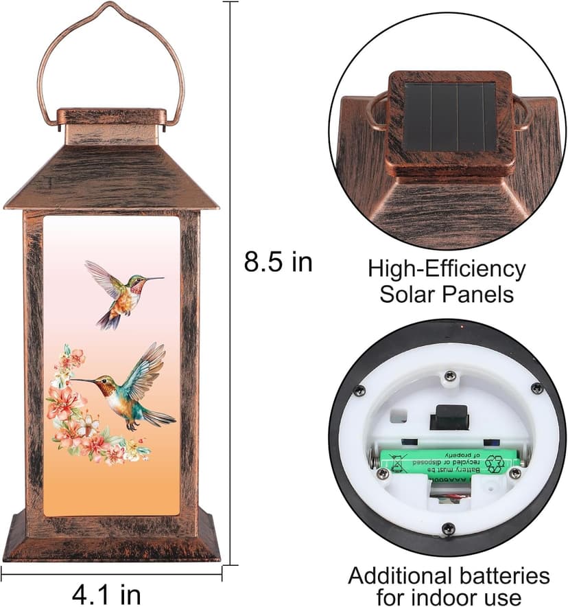 Solar Lantern Outdoor Waterproof Hummingbird Garden Decor Birthday Gifts for Women Mom and Grandma Solar LED Plastic Decorative Hanging Light for Yard(Hummingbird )