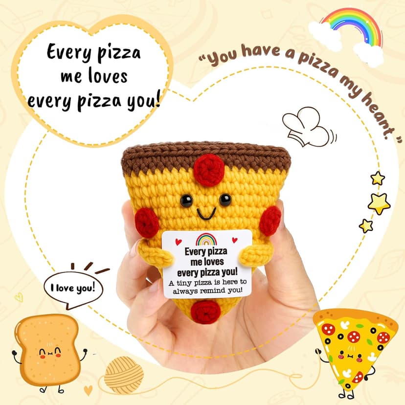 Romantic Gift For Couple Boyfriend Girlfriend Cute Handmade Crochet Pizza For Anniversary Valentine’s Day Love Gifts For Husband Wife Partner Small Birthday Gift Idea for Couples Pizza Decor