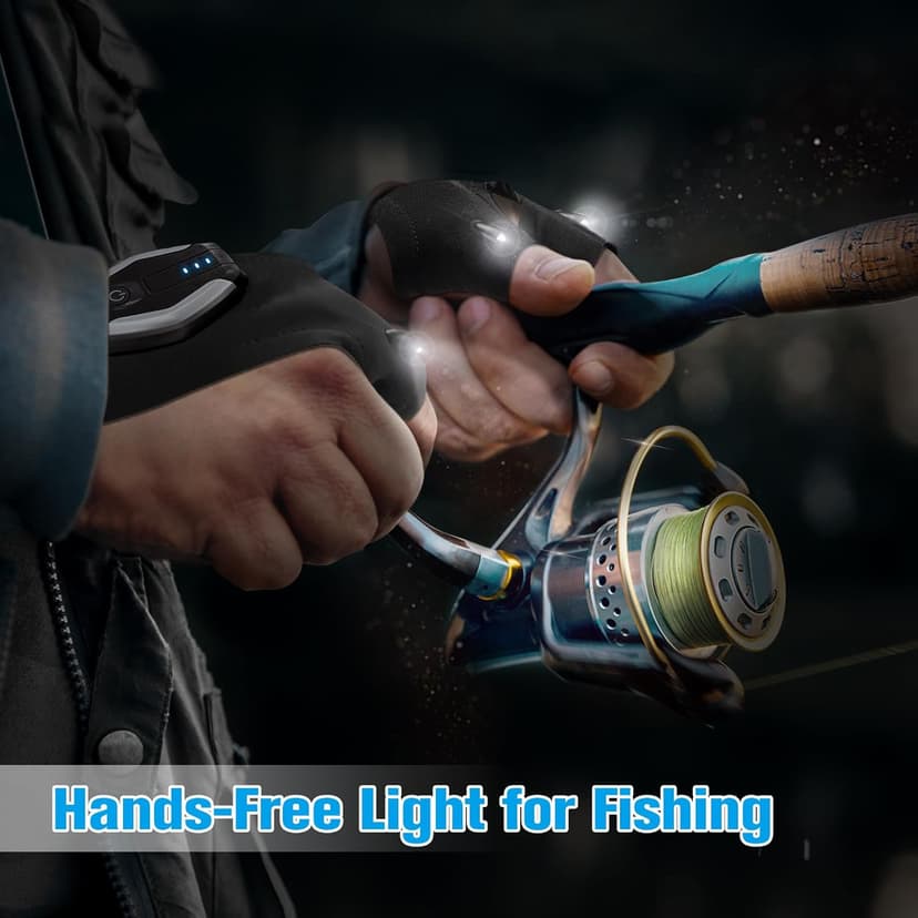 Stocking Stuffers Gifts for Men LED Flashlight Gloves, Mens Gifts for Christmas Anniversary Birthday Gifts for Men Dad Husband Him Husband, Camping Essentials Cool Gadgets Tools for Fishing Repairing
