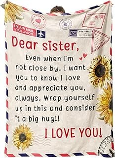 Niyewsor Sister Birthday Gifts, Sister Gifts Blanket, Sisters Gift from Sis, Present for Sisters on Mothers Day, Christmas, Dear Sis Airmail Throw Blanket, 60" * 50"