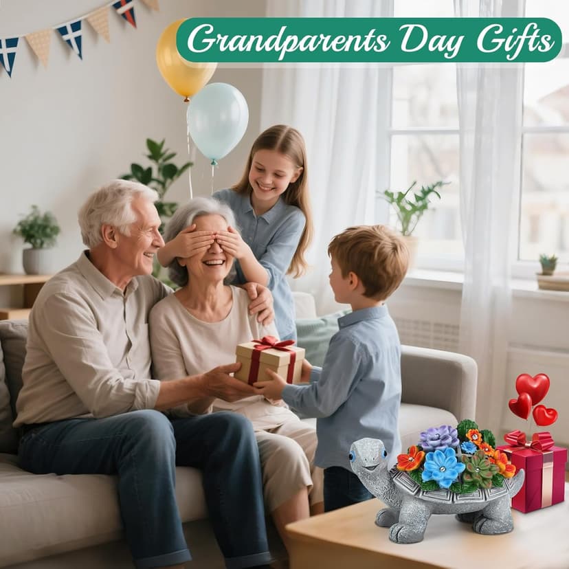 Linkax Birthday Gifts for Women Mom Grandma, Turtle Statue Solar Lights Outdoor Garden Decor for Outside Yard Patio Porch Fall Home, Gardening House Warming Gifts New Home, Grandparents Day Presents