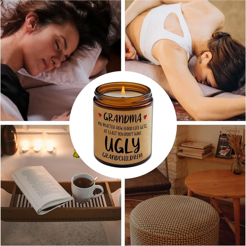 Niyewsor Grandma Gifts, Grandparents Day Gifts for Grandma, Lavender Scented Soy Wax Candle, Grandmas Birthday Gift from Grandchildren Granddaughter Grandkids, Handmade, 7oz