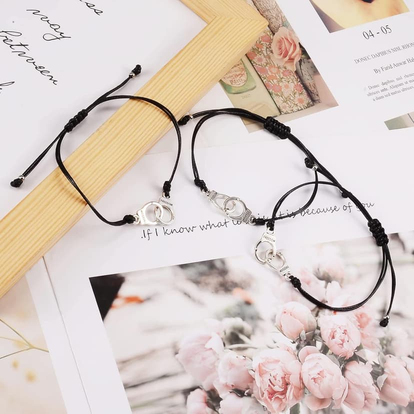 GBTBYS 2/3/4 PCS Best Friend Bracelet for Women Men, Matching Bracelets for Couples, Partners in Crime Bracelets, Handcuff BFF Friendship Bracelet Birthday Gifts for Her Him