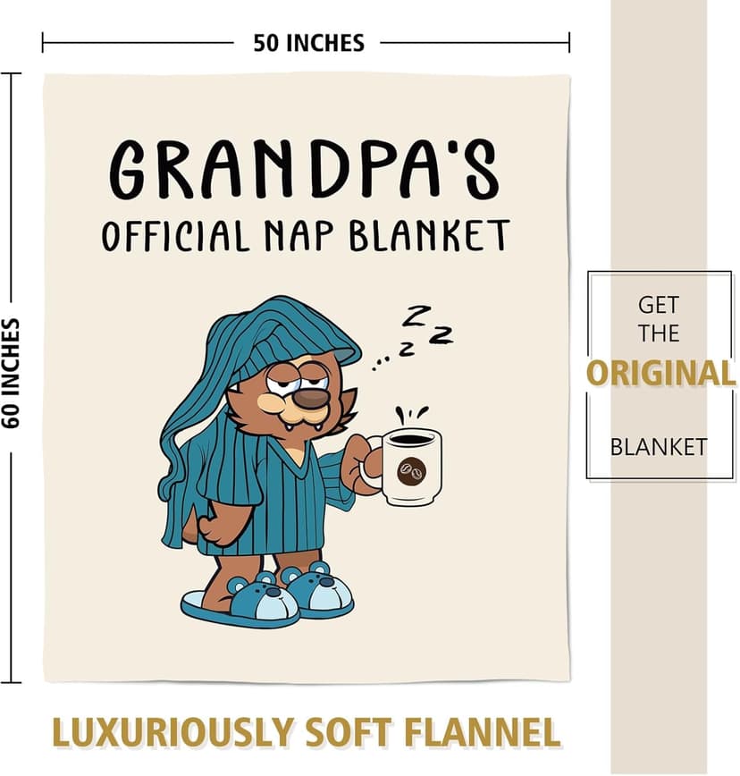 SteadStyle Grandpa Gifts, Blanket Gifts for Grandpa from Grandkids, Grandfather Birthday Gift, Thanksgiving, Christmas, Fathers Day, Fluffy Blanket for Papa, 60'' x 50'' (Beige)