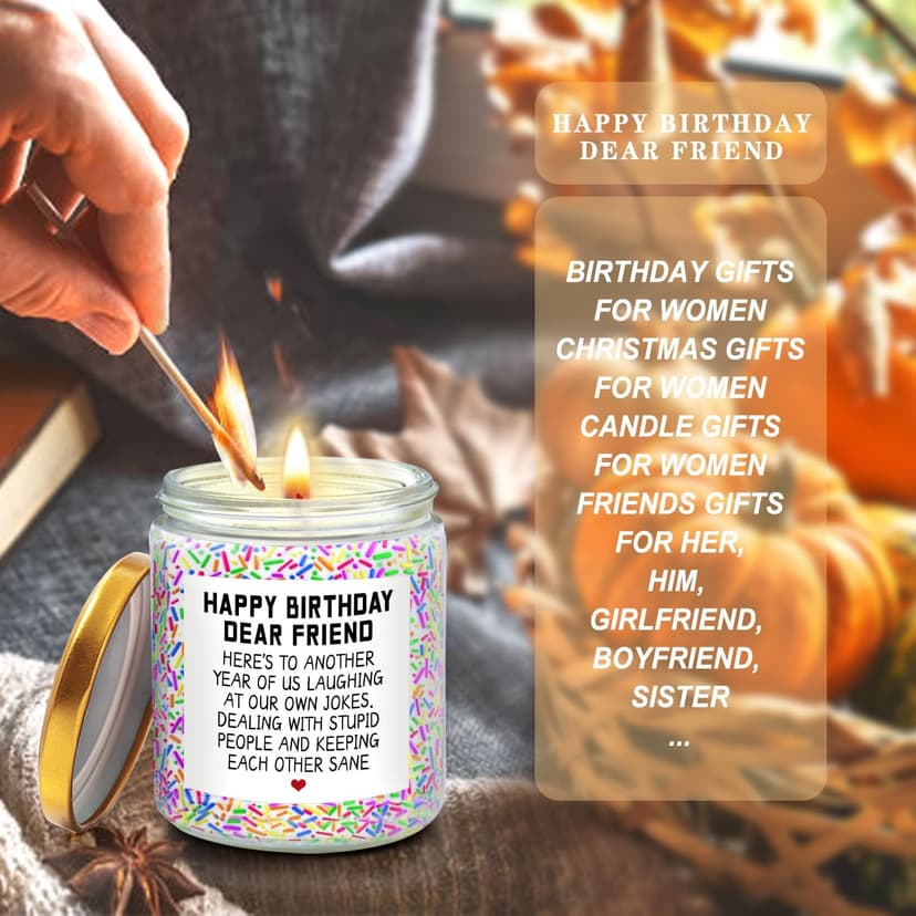 Happy Birthday Gifts for Women, Best Friends, BFF Friendship Gift for Women Funny Gifts for Woman, Best Friends, Her, Sister, Female, Coworker, Girlfriend, Bestie Christmas Candles Gift