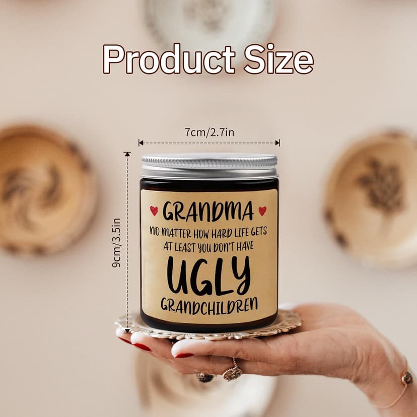 Niyewsor Grandma Gifts, Grandparents Day Gifts for Grandma, Lavender Scented Soy Wax Candle, Grandmas Birthday Gift from Grandchildren Granddaughter Grandkids, Handmade, 7oz