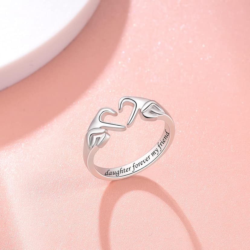 925 Sterling Silver Heart Claddagh Rings for Women Teens, Adjustable White Gold Plated Ring Friendship Promise Love Heart Jewelry Rings Mothers Day Valentines Holiday Gifts for Women Friends