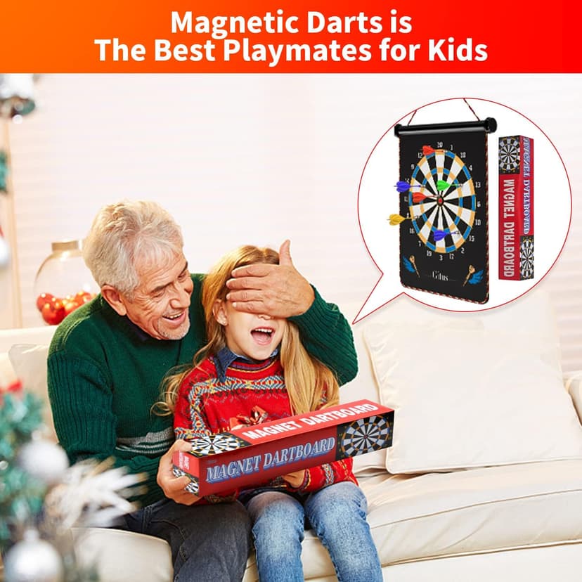 Gitus Magnetic Dart Board Indoor Outdoor Games for Kids with 12 Darts, Gifts for Teenage Boys Teen Boy Gift Ideas Gifts for Boys 8 9 10 11 12 13 14 Years Old Game Room Decor