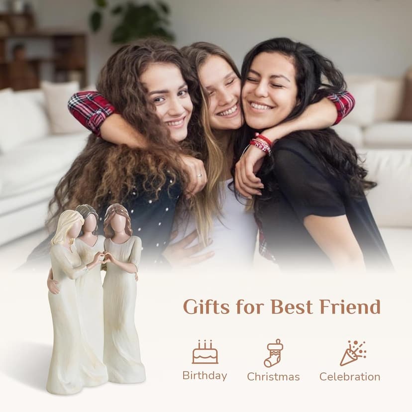 Storieme Storieme Friend Birthday Gifts for Women: Unique 3 Sisters Friendship Resin Figurines Statue - Sister Gift from Sisters - Special Christmas Friendship Day Present for Besties Female