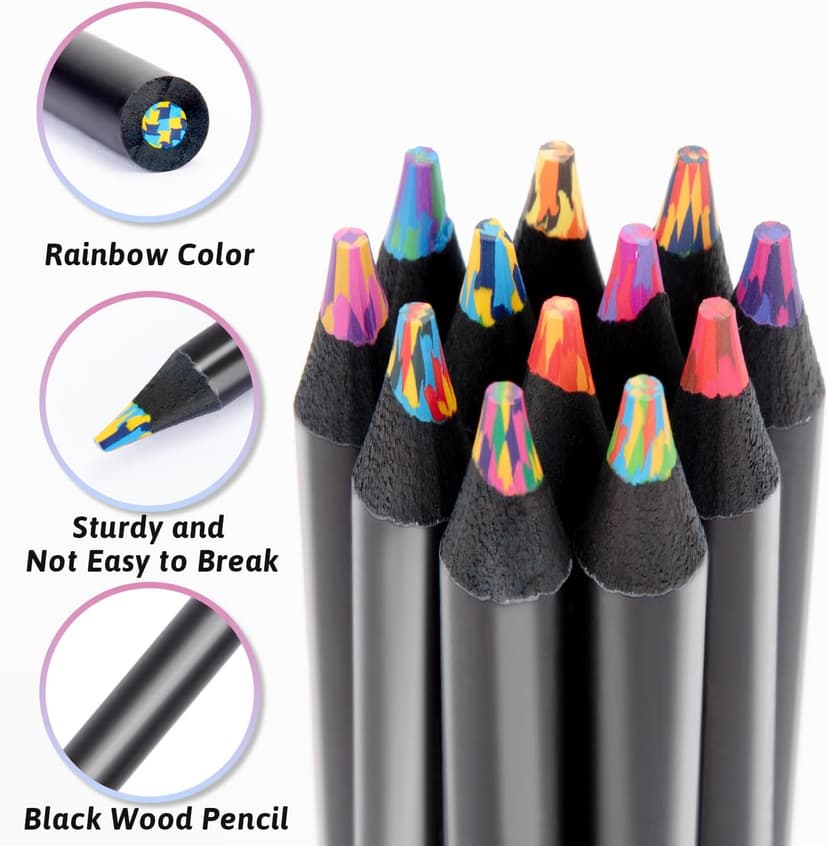 Stocking Stuffers, Art Supplies, 12 Rainbow Colored Pencils, Teen Girl Gifts Trendy Stuff, Art Supplies for Kids 9-12, Gifts for 5-12 Year Old Girl, Arts and Crafts for Kids Ages 8-12