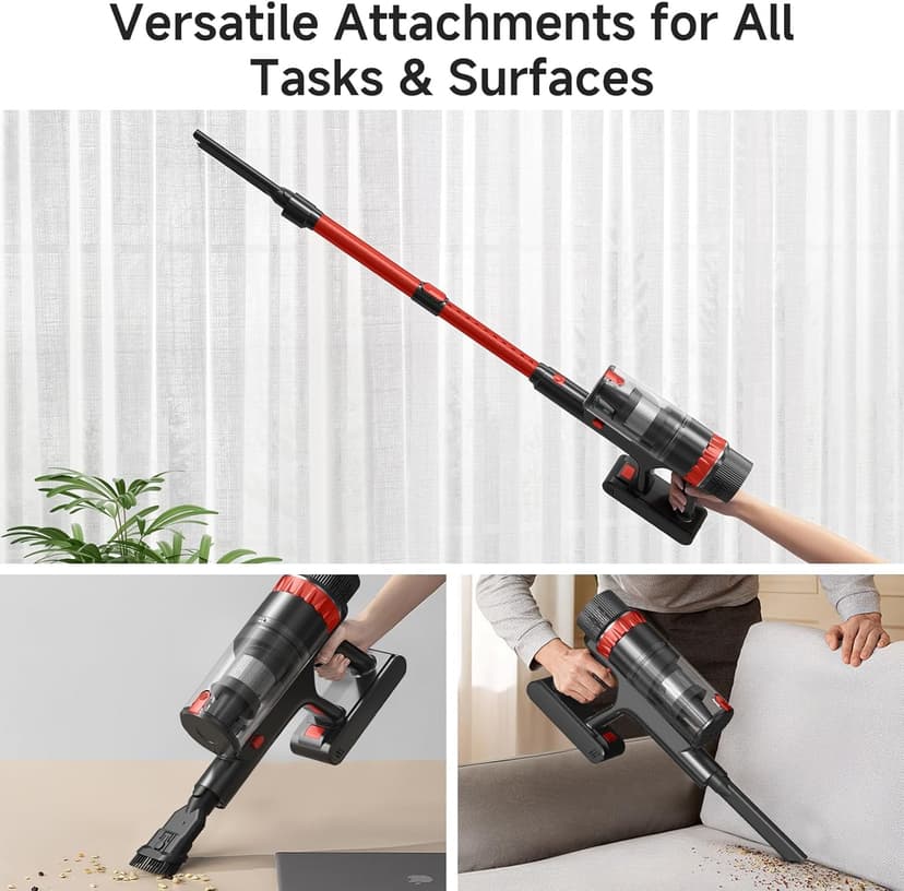 Cordless Vacuum Cleaner, 560W/48KPa/70Mins Vacuum Cleaners for Home,Self-Standing Stick Vacuum with Smart Touch Screen,Rechargeable Lightweight Vacuum for Pet Hair,Carpets, Hard Floors