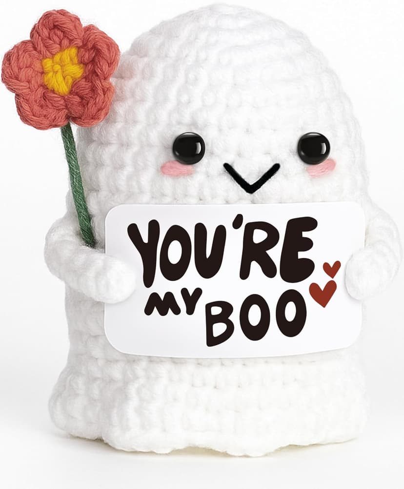 You're My Boo Buddy Cute Halloween Spooky Gifts - Funny & Romantic Handmade Crochet Ghost Plush Decor for for Girlfriend, Boyfriend, Couples, Her, Him, Friends, Valentine,Christmas Stocking Stuffer