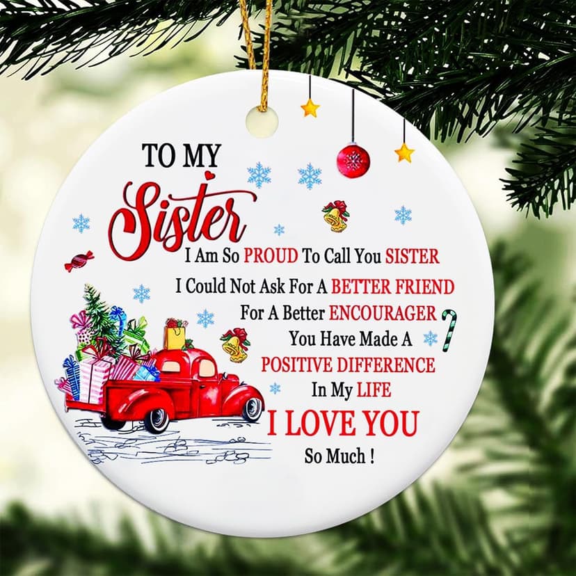Sister Christmas Ornaments 2025,Sister Ornament for Christmas Tree,Best Sister Gifts,Friends Ornaments for Women,Friendship Gift for My Sister
