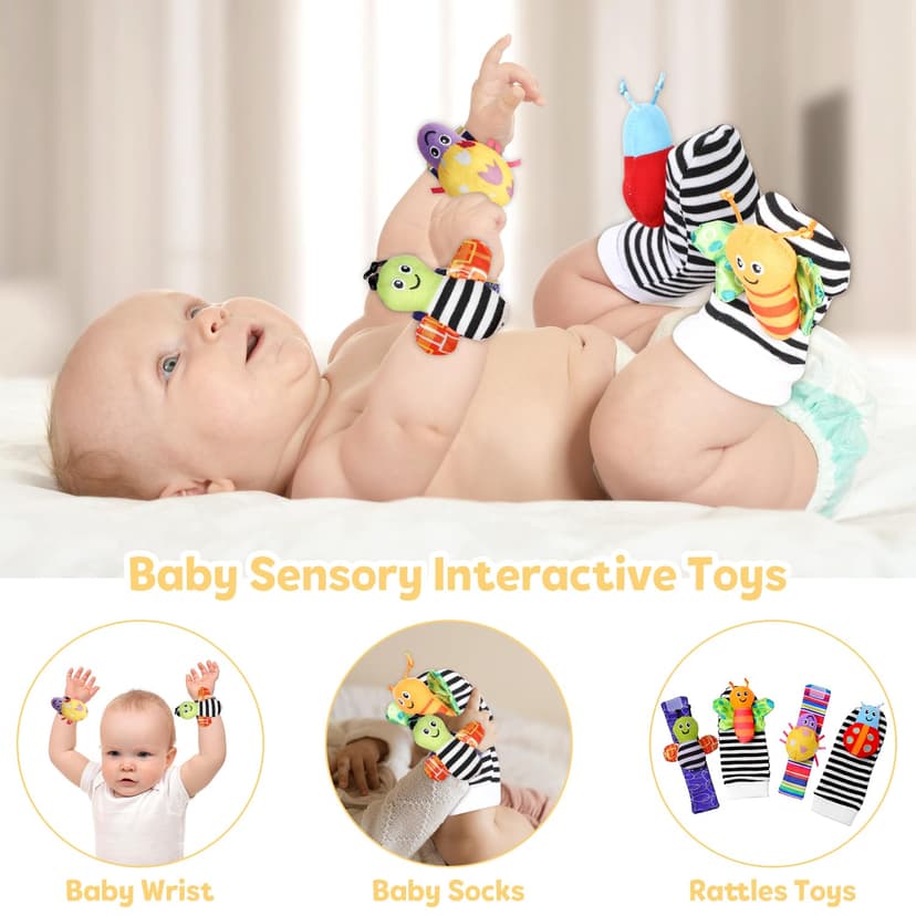 Baby Gift Set, Baby Shower Gifts, Black and White High Contrast Baby Toys 0-6 Months for Newborn Essentials Infant Rattle Socks Elephant Toys Blanket Onesies Baby Gift Basket for Girls Boys