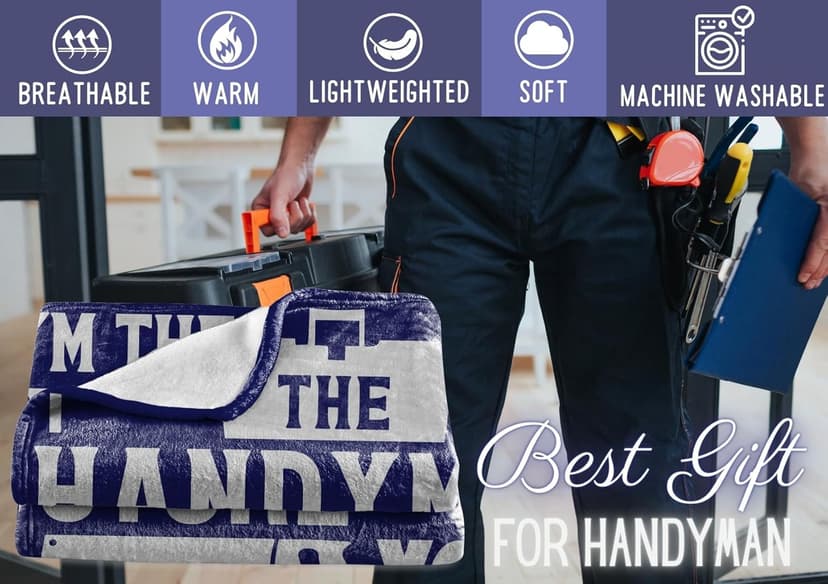 Hanyman Gifts Blanket for Man - 50" x 65" Throw, Flannel Blanket - Birthday Gifts for Handyman - Broke