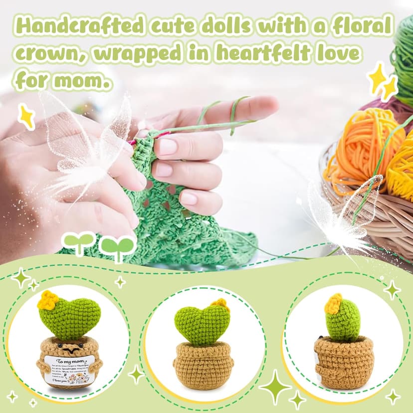 Mom Birthday Gifts Birthday Gifts for Mom from Daughter Son Christmas Meaningful Moms Gift Handmade Crochet Cactus Doll Appreciation Present for Mother Grandmother Aunt