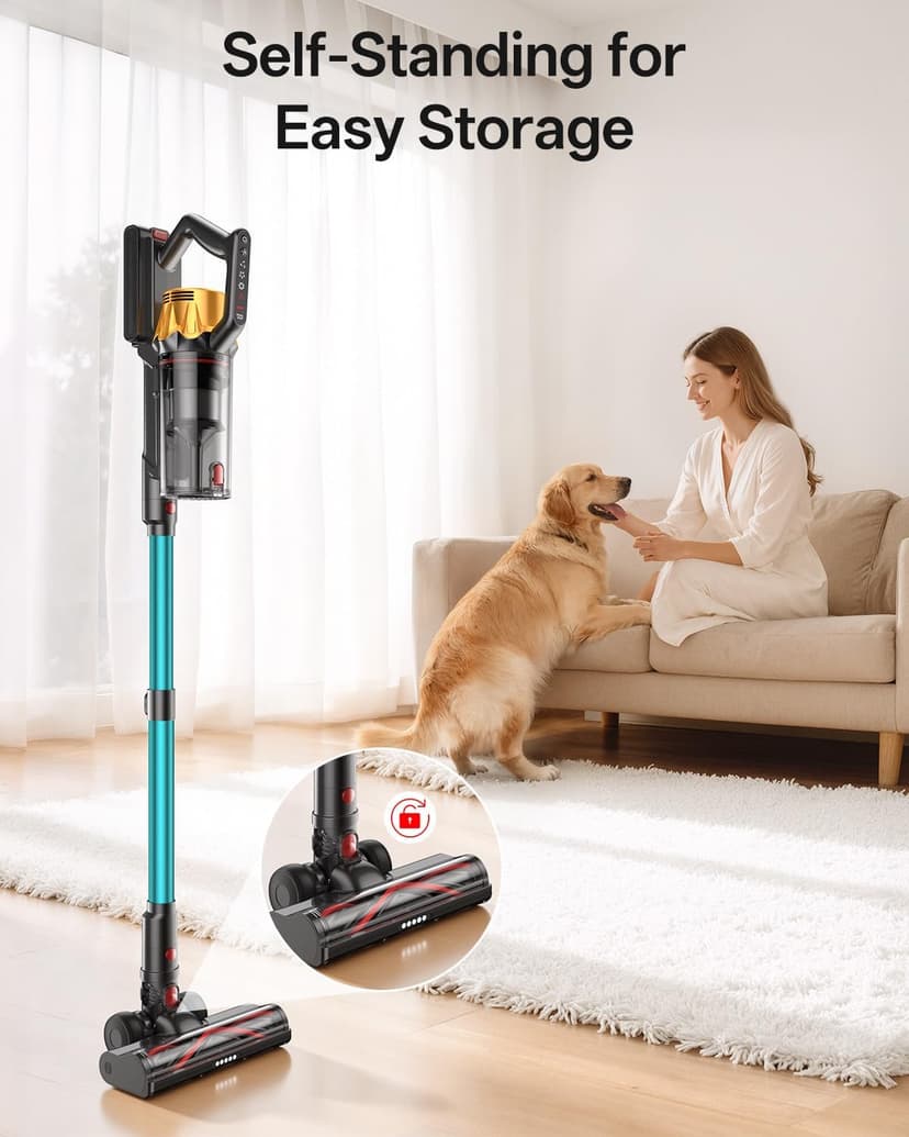 Cordless Vacuum Cleaner, 650W 55KPa 60Mins Vacuum Cleaners for Home, 8-in-1 Stick Vacuum with Charging Dock Station, Powerful Suction, Rechargeable, Versatile for Carpet, Hard Floor, Pet Hair