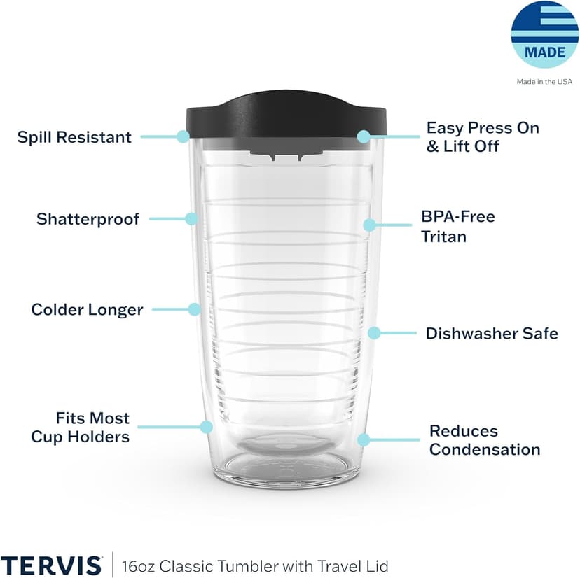 Tervis Fishing Lures Made in USA Double Walled Insulated Tumbler Travel Cup Keeps Drinks Cold & Hot, 16oz, Classic