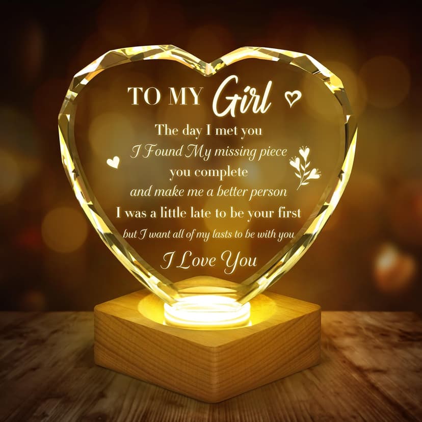 to My Girl Gifts 3D Illusion Lamp for Girlfriend, Engraved Crystal Night Light Presents, Birthday Anniversary Christmas Valentines Day Gifts for Girlfriend Wife from Husband Boyfriend