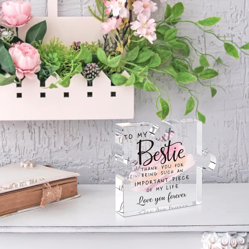 Bestie Gifts for Women Friendship - 0.6" Thickness Acrylic Puzzle & Gift Box,Gifts for Friends Female,Friend Keepsake for Women Birthday,Bff Soul Sister Work Bestie Gift for Thankgiving Present