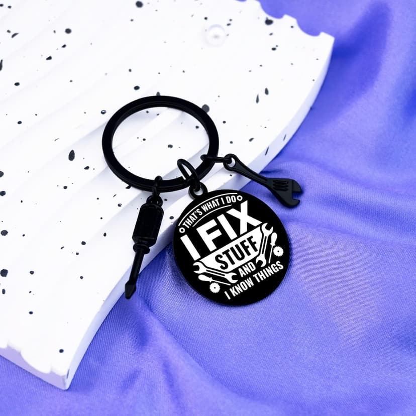 Cool Mechanic Gifts for Men Unique Maintenance Man Gifts for Him Handyman Construction Worker Carpenter Machinist Dad Keychain Thoughtful Christmas Birthday Fathers Day Presents