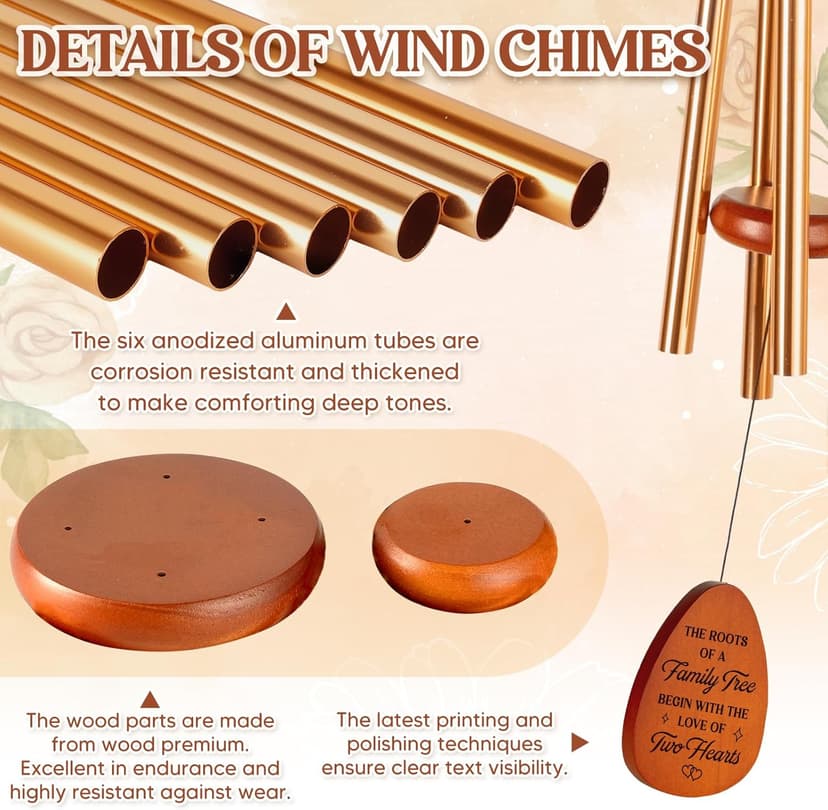 50th Anniverasry Wedding Gifts Wind Chimes, Anniversary Golden Gift for Couple, Wife, Husband, Romantic 50 Years Presents for Parents, Friends, Grandparents