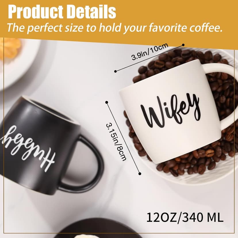 Christmas Gifts for Couples 2025, Wifey Hubby Mugs Set of 2 Coffee Mug, Bridal Shower Gift, Mr and Mrs Coffee Mug, Wedding Couples Gift for Bride Groom, Thanksgiving Gifts